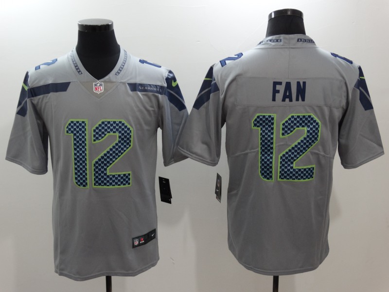 Men's Seattle Seahawks 12th Fan Gray Team Jersey